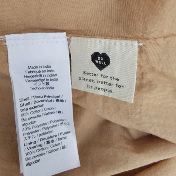 Madewell Dress Small Seersucker Puff Sleeve Cutout NF870 Brown NEW - Picture 10 of 10